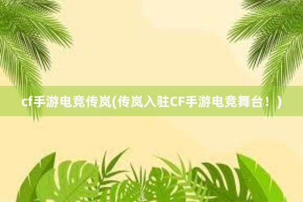 cf手游电竞传岚(传岚入驻CF手游电竞舞台！)