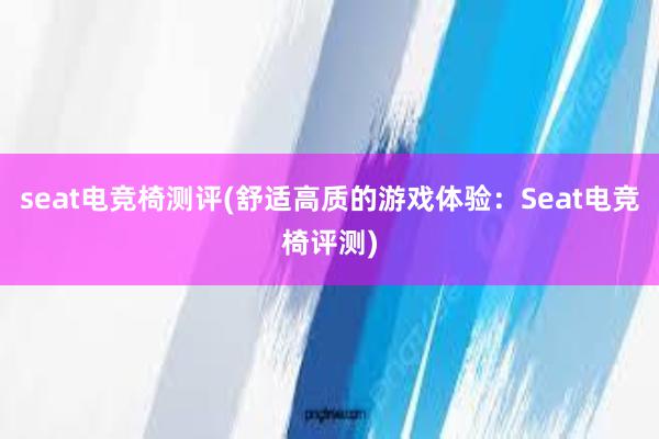 seat电竞椅测评(舒适高质的游戏体验：Seat电竞椅评测)