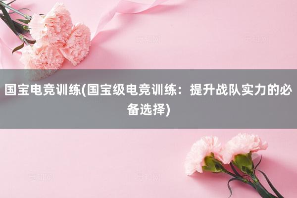 国宝电竞训练(国宝级电竞训练：提升战队实力的必备选择)