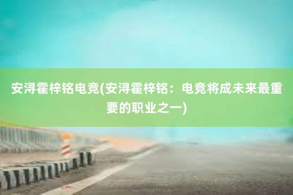 安浔霍梓铭电竞(安浔霍梓铭：电竞将成未来最重要的职业之一)