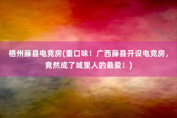 梧州藤县电竞房(重口味！广西藤县开设电竞房，竟然成了城里人的最爱！)