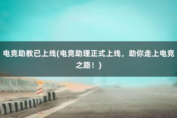 电竞助教已上线(电竞助理正式上线，助你走上电竞之路！)