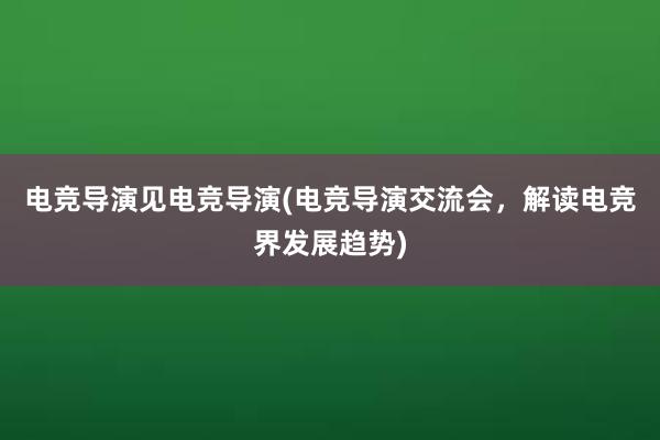 电竞导演见电竞导演(电竞导演交流会，解读电竞界发展趋势)