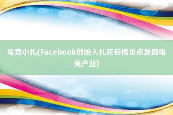 电竞小扎(Facebook创始人扎克伯格重点发掘电竞产业)