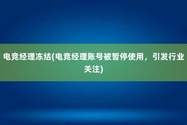 电竞经理冻结(电竞经理账号被暂停使用，引发行业关注)