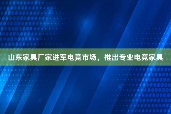 山东家具厂家进军电竞市场，推出专业电竞家具