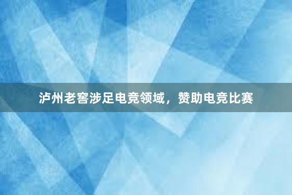 泸州老窖涉足电竞领域，赞助电竞比赛