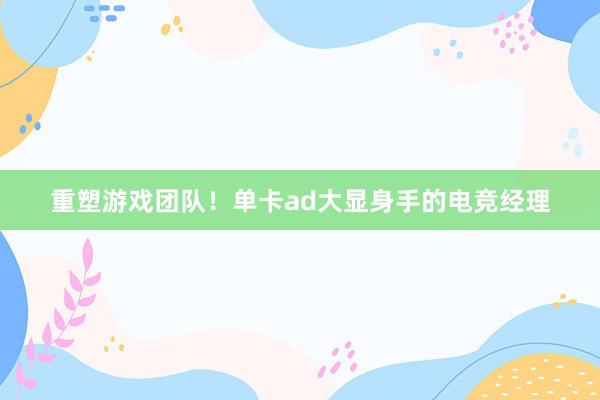 重塑游戏团队！单卡ad大显身手的电竞经理